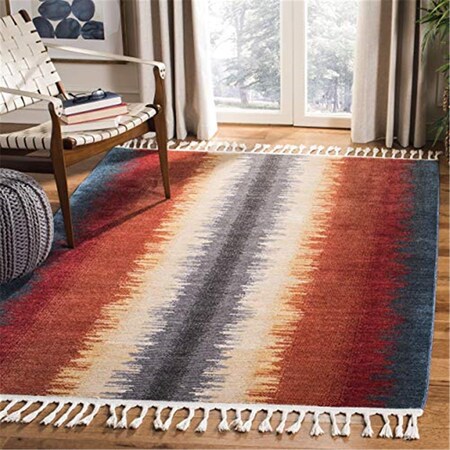 Safavieh 4 ft. x 5 ft. 4 in. Farmhouse 800 Rectangle Rug Navy & Orange FMH824N-4